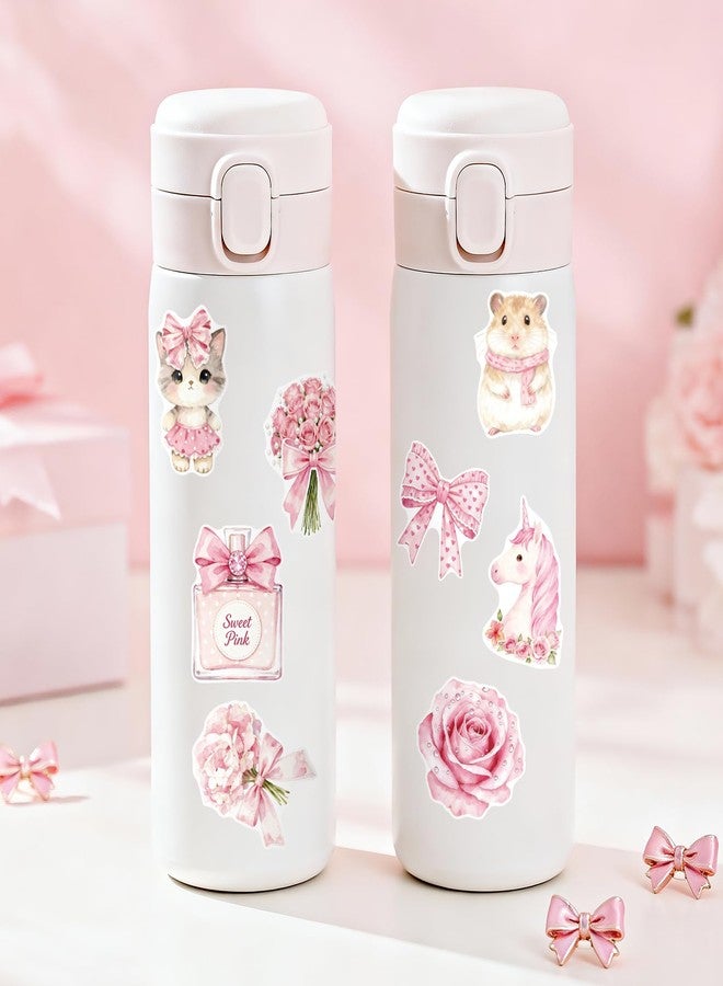 Alynta 200Pcs Pink Aesthetic Stickers - Cute Vinyl Water Bottles Sticker Pack Waterproof Scrapbooking Sticker Cute Bow Stickers for Laptop Scrapbook Journal Planner Notebook Luggage - Image 4